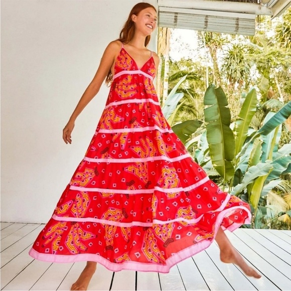 FARM Rio Dresses & Skirts - FARM Rio Tiki Bananas Maxi Tiered Dress for Anthropologie